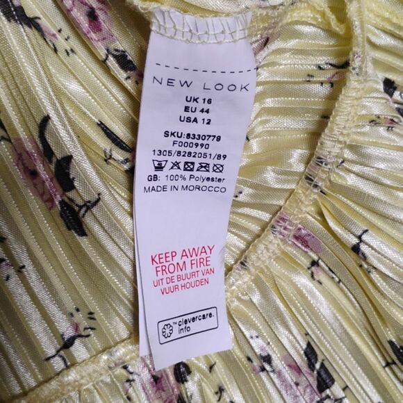 New Look Delicate Pale Yellow Ruched Tie Front Crop Top US Size 12 - Picture 6 of 7